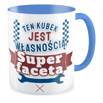 kubek WŁASNOŚĆ SUPER FACETA niebieski